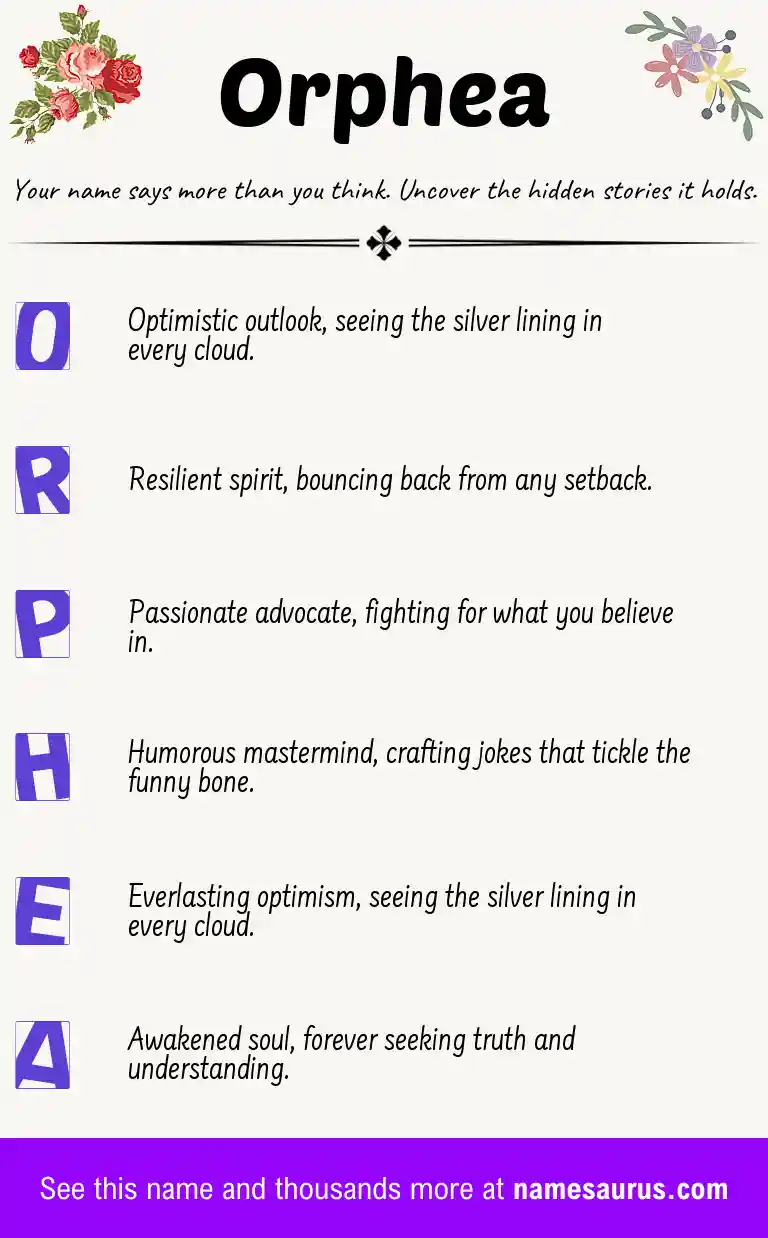 Acrostic poem about Orphea.