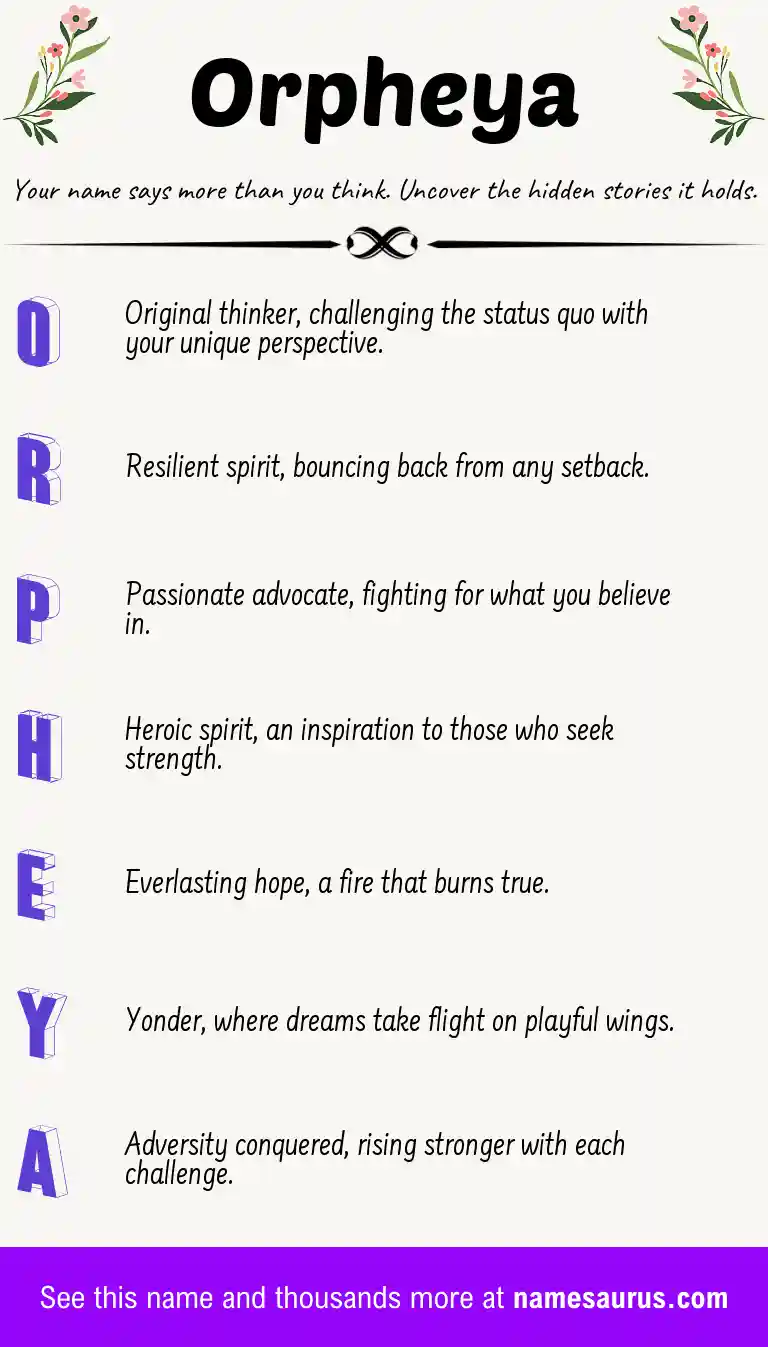 Acrostic poem about Orpheya.