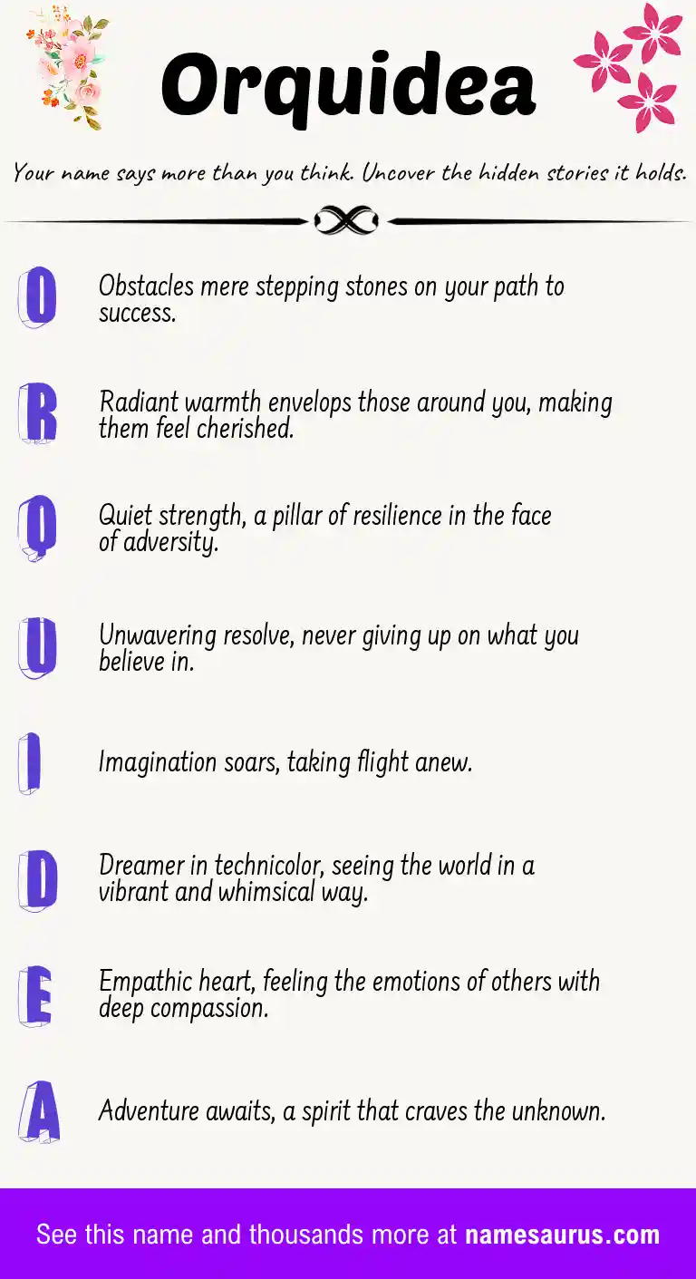 Acrostic poem about Orquidea.