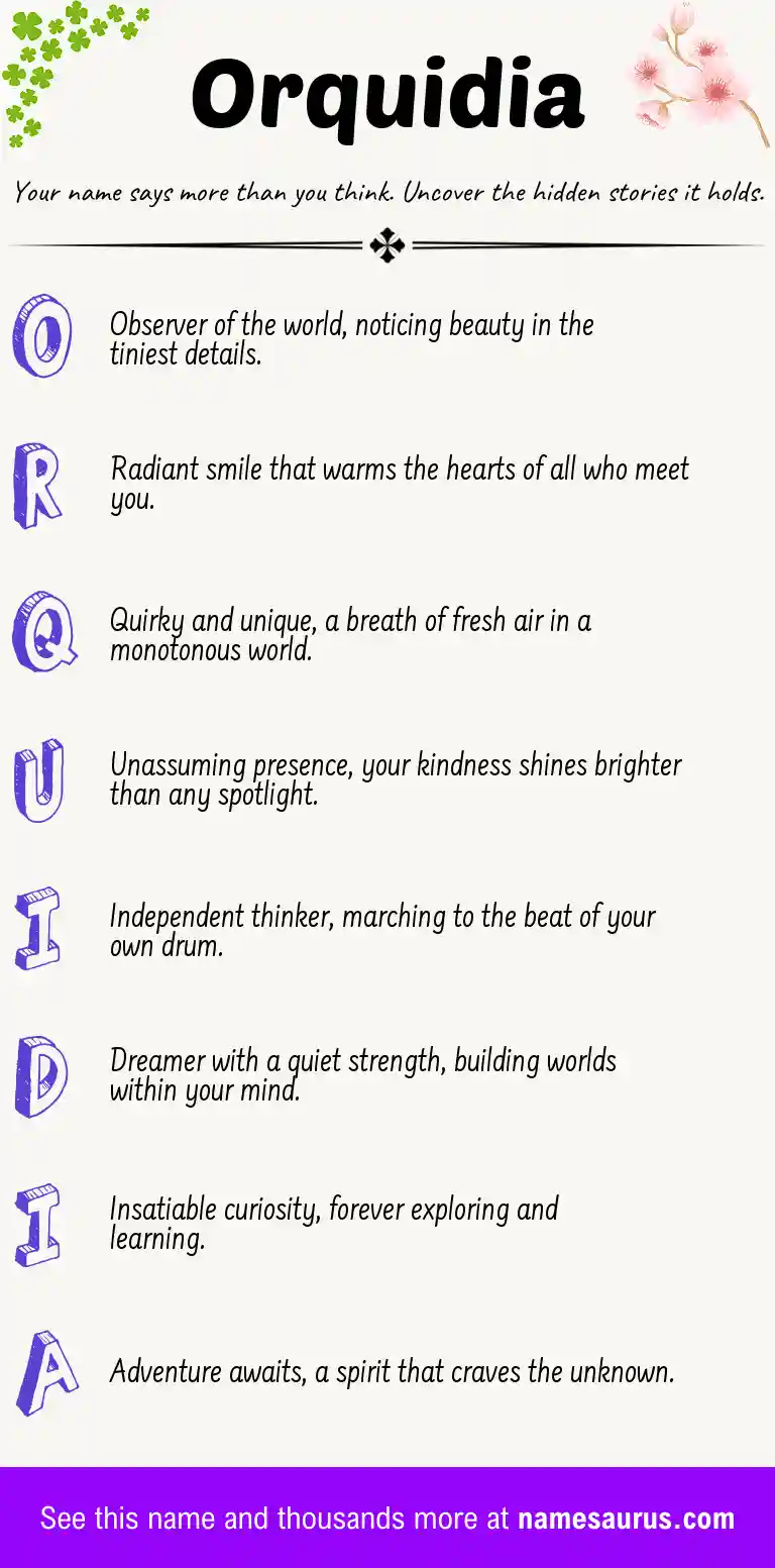 Acrostic poem about Orquidia.