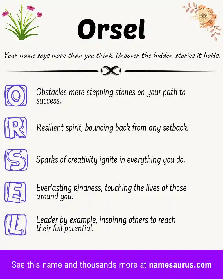Acrostic poem about Orsel.