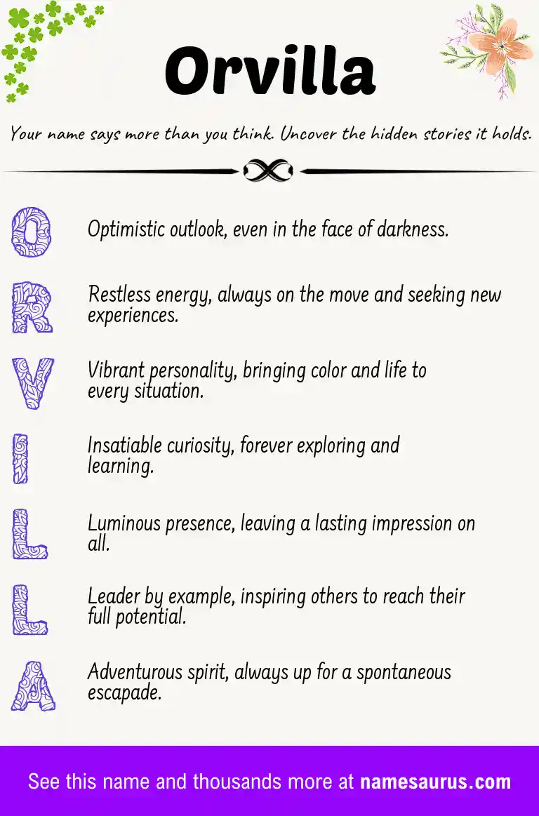 Acrostic poem about Orvilla.