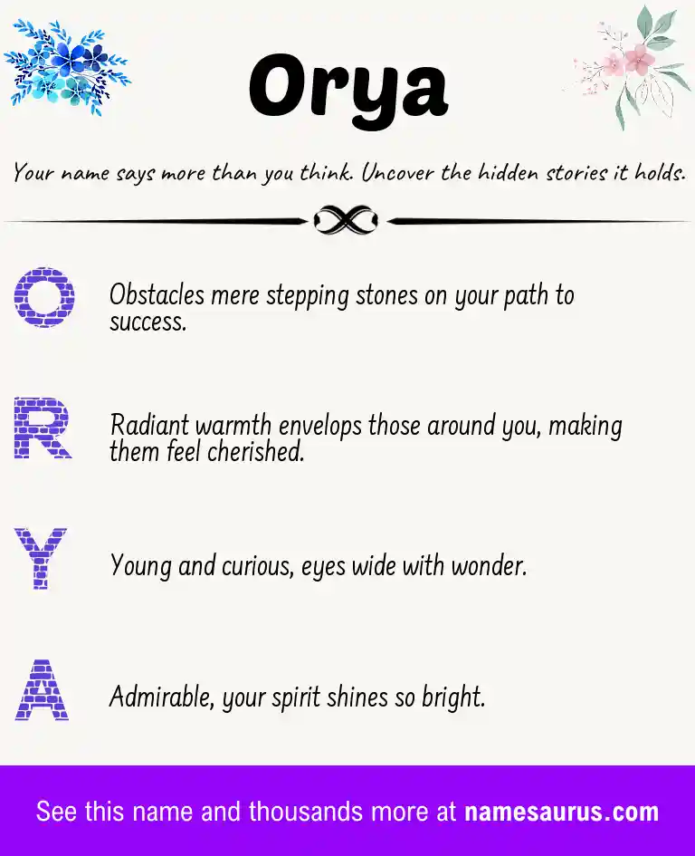 Acrostic poem about Orya.