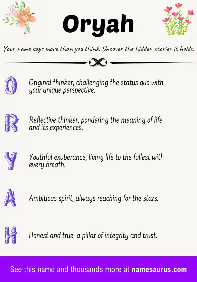 Acrostic poem about Oryah.