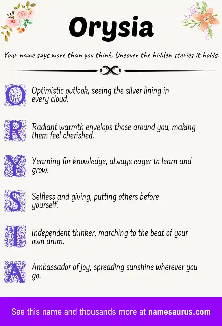Acrostic poem about Orysia.