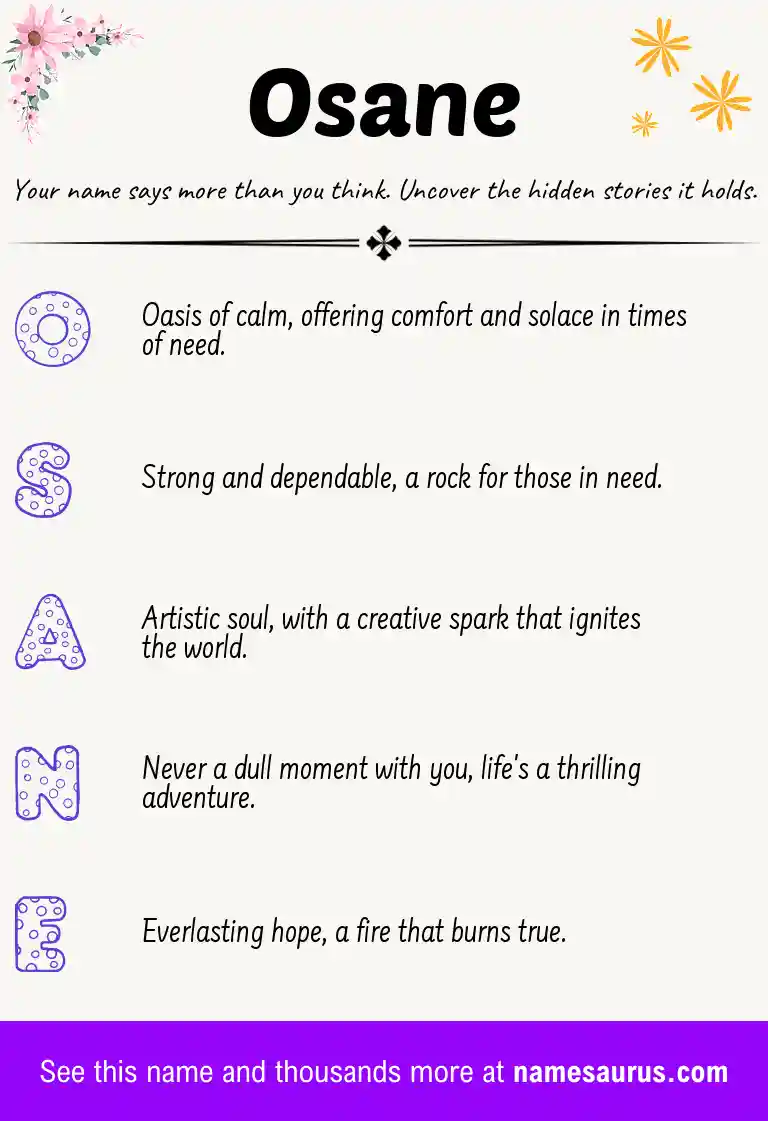 Acrostic poem about Osane.