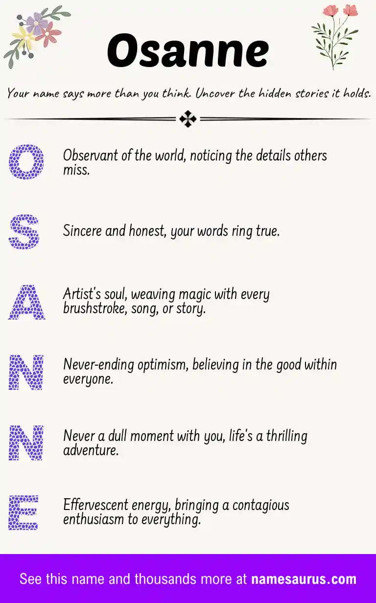 Acrostic poem about Osanne.