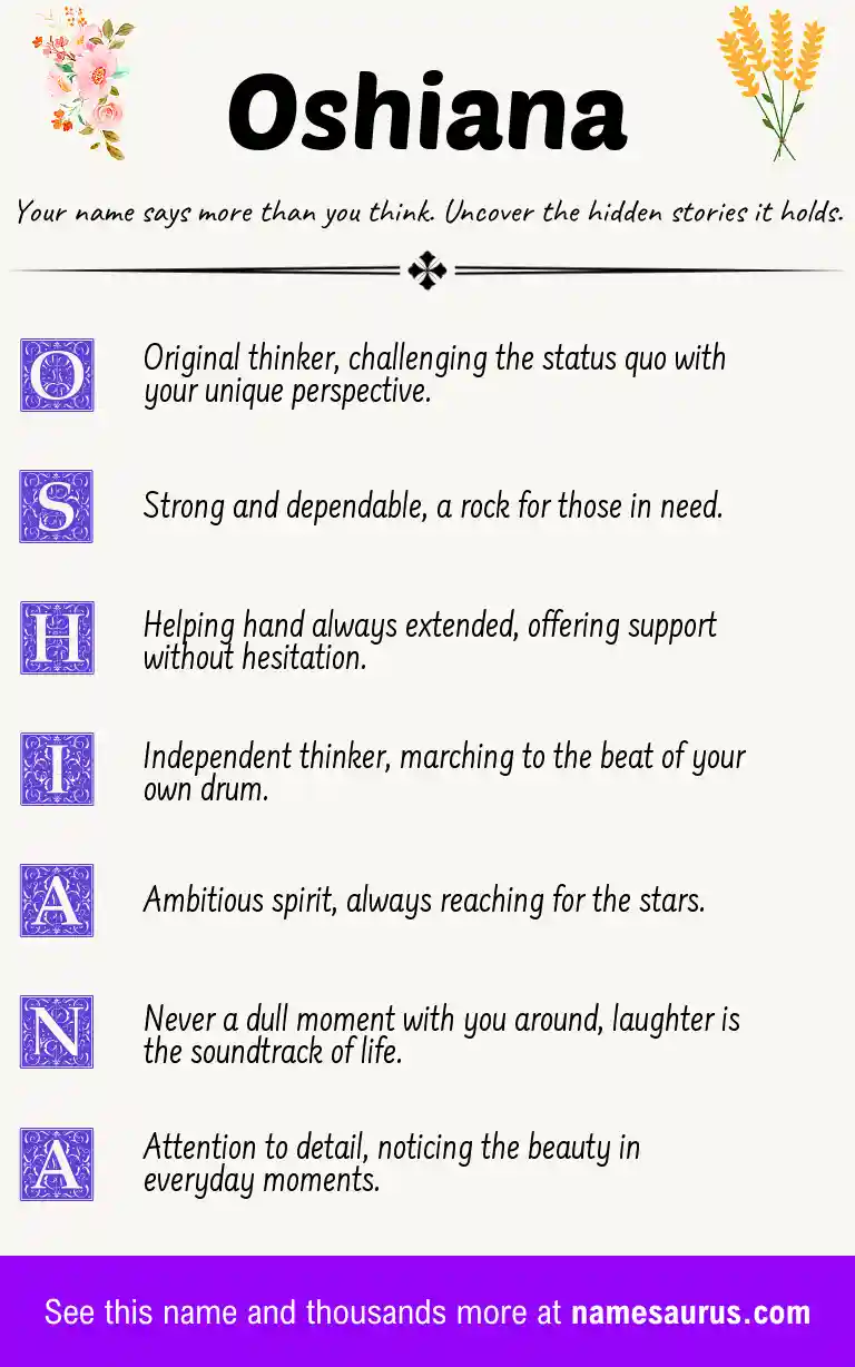 Acrostic poem about Oshiana.