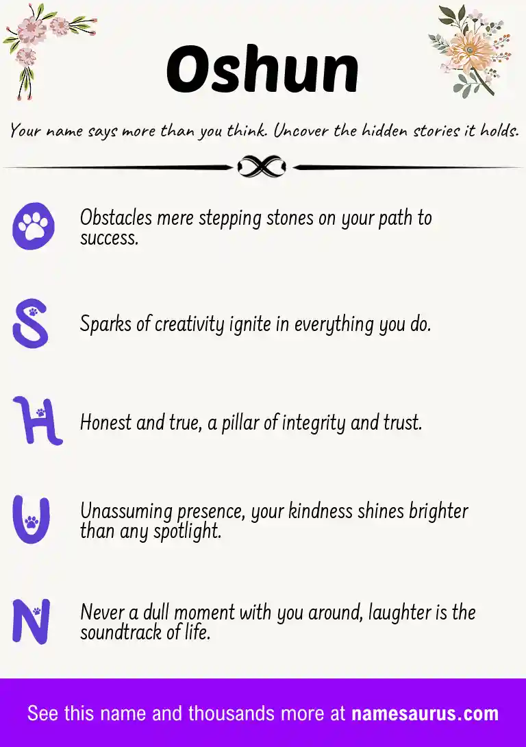 Acrostic poem about Oshun.