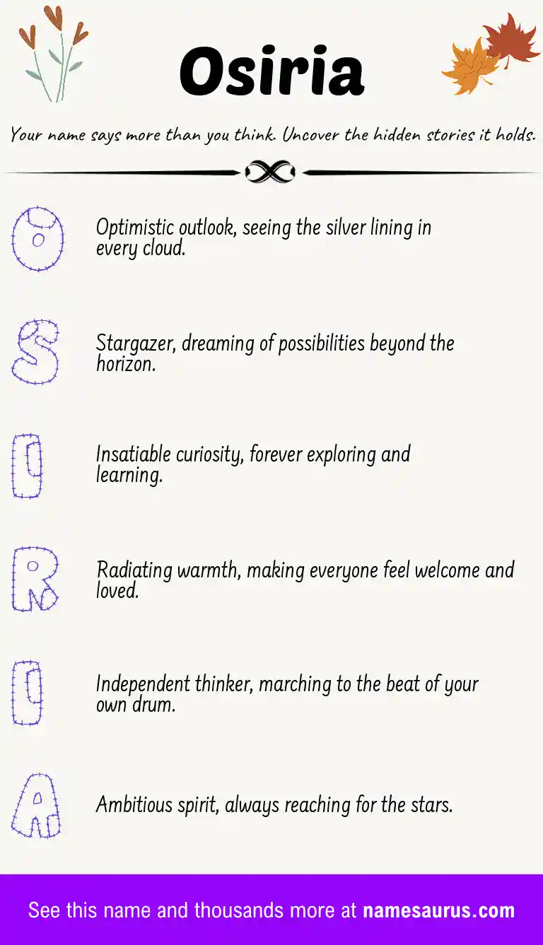 Acrostic poem about Osiria.