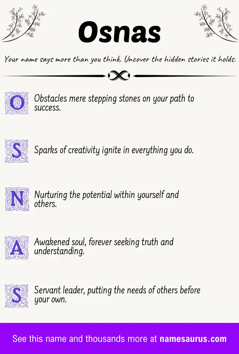 Acrostic poem about Osnas.