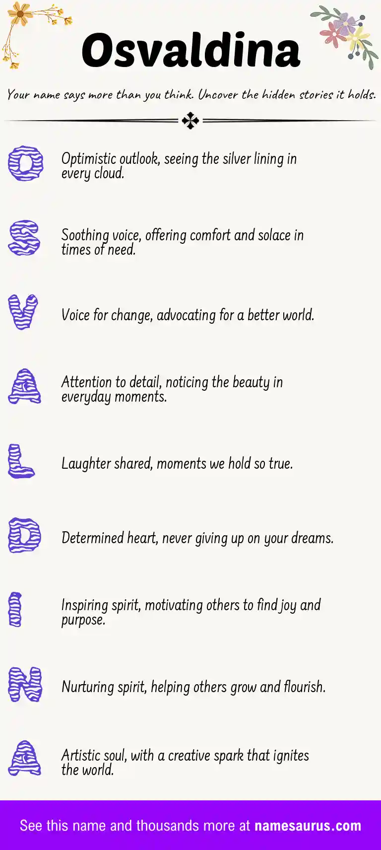 Acrostic poem about Osvaldina.