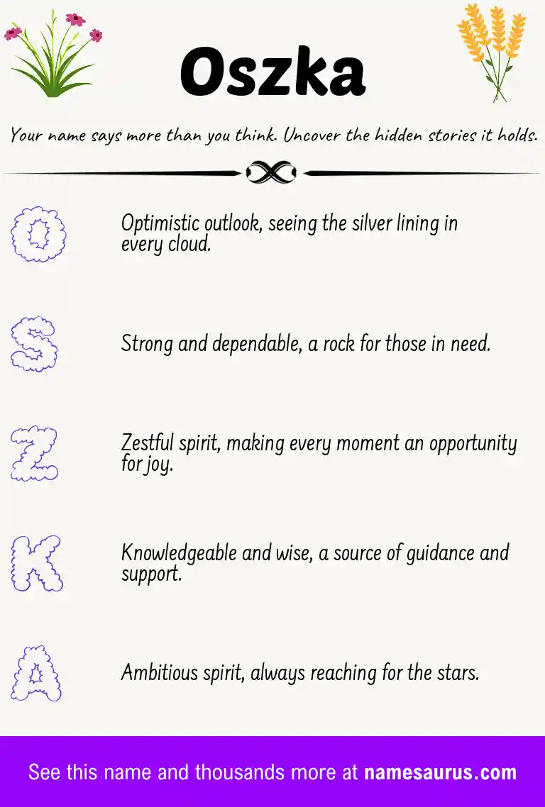 Acrostic poem about Oszka.