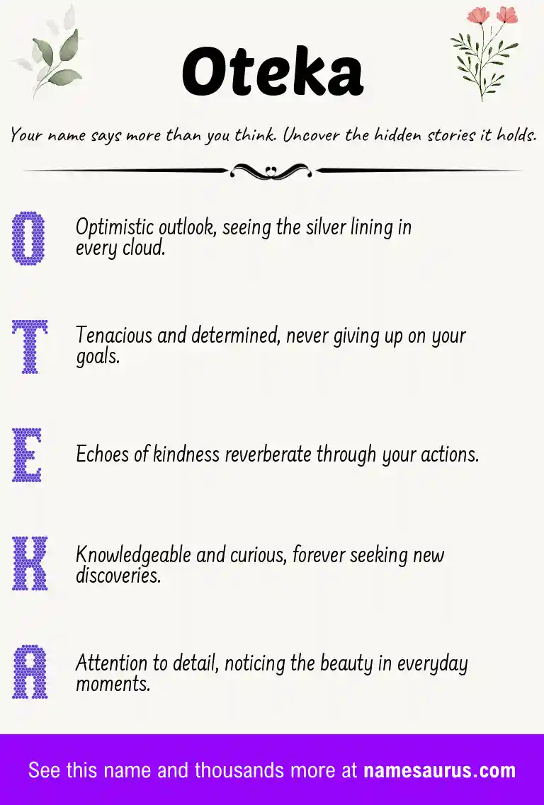 Acrostic poem about Oteka.