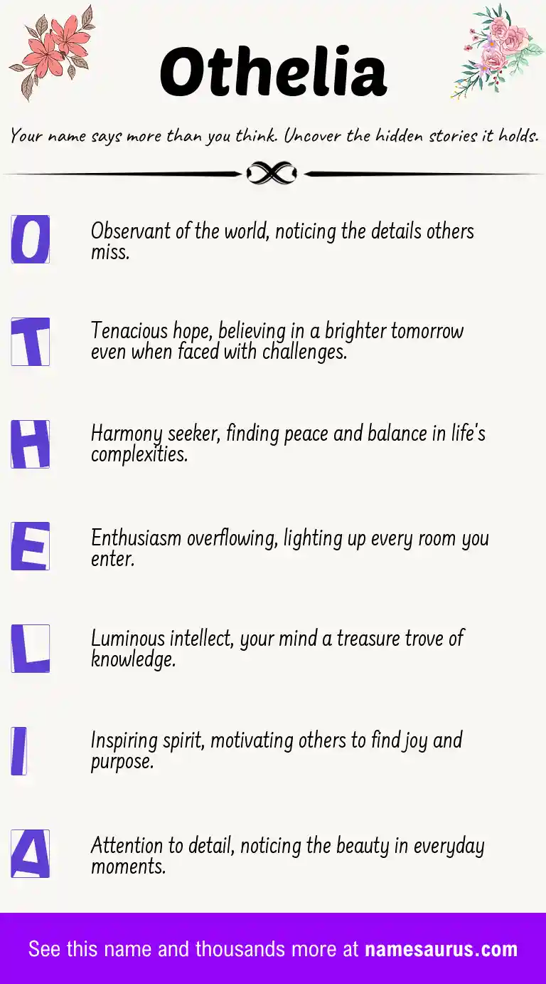 Acrostic poem about Othelia.