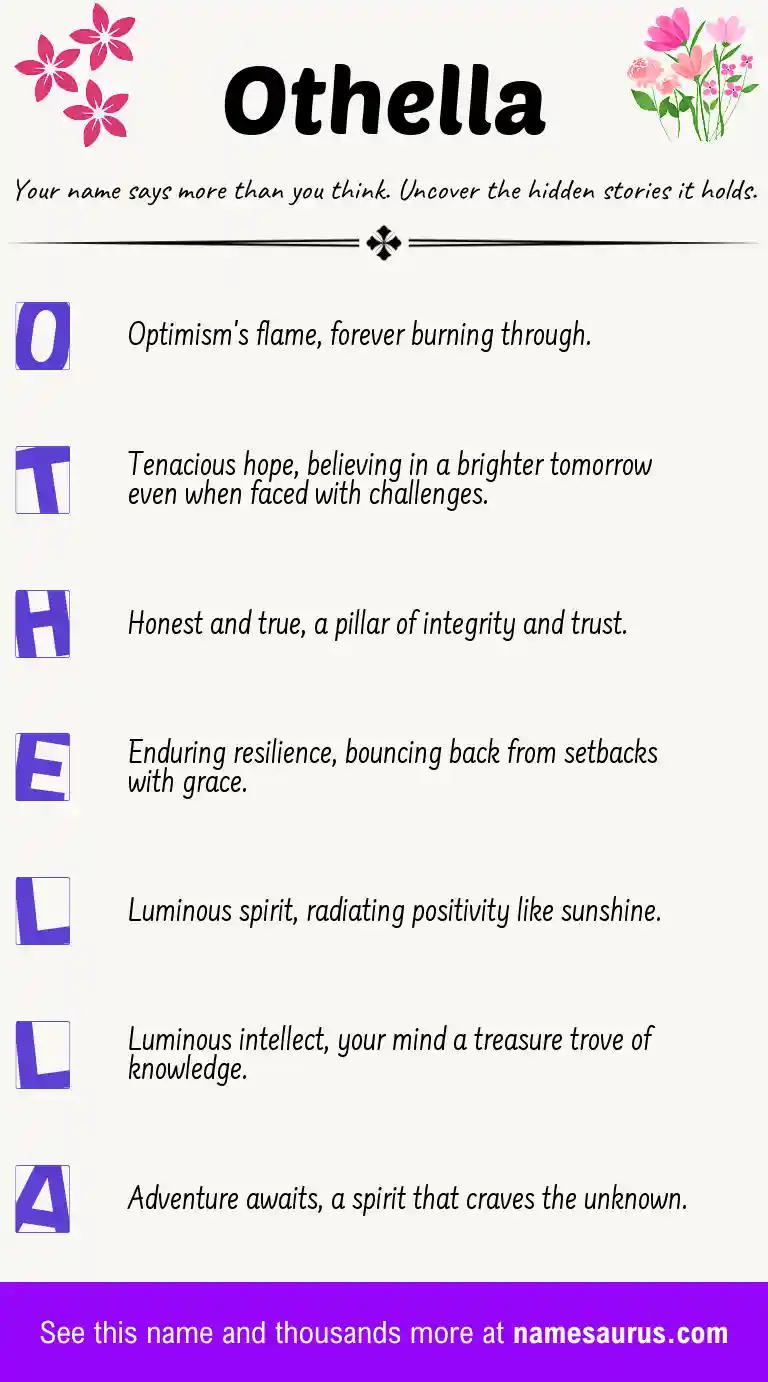 Acrostic poem about Othella.