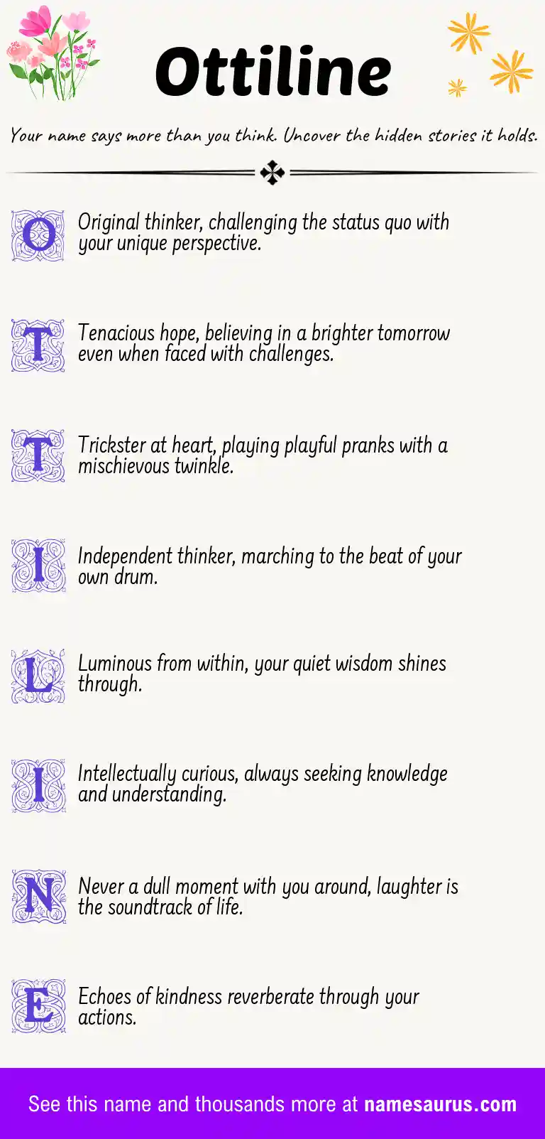 Acrostic poem about Ottiline.