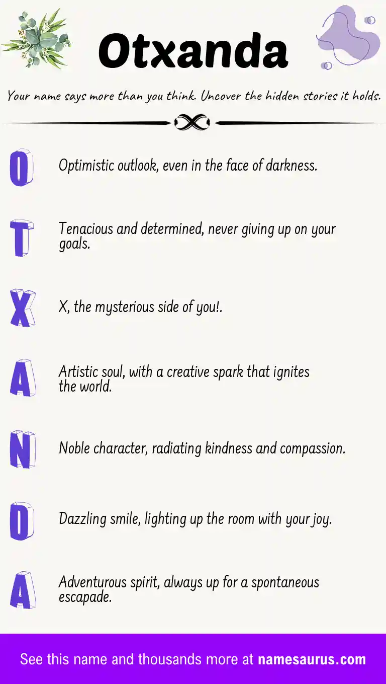 Acrostic poem about Otxanda.