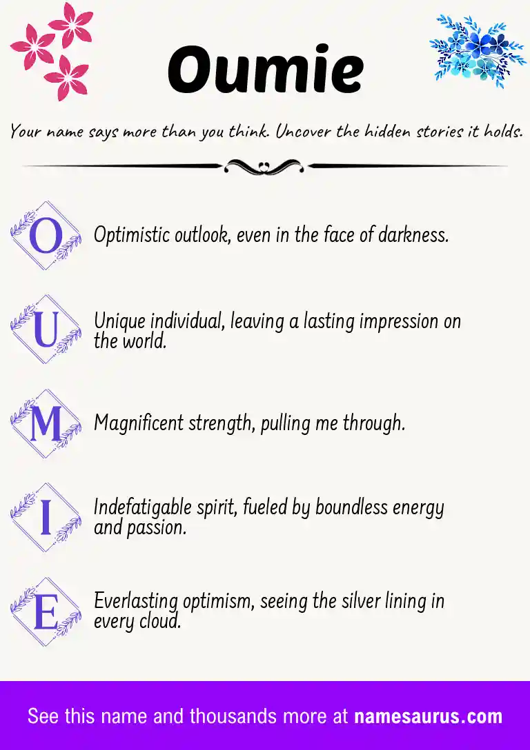 Acrostic poem about Oumie.