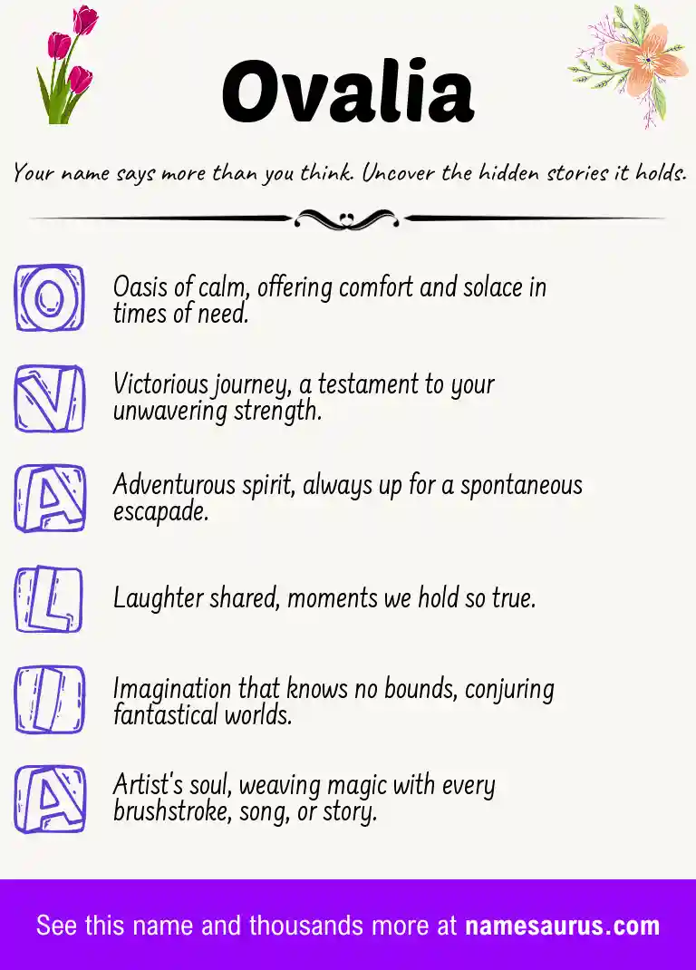 Acrostic poem about Ovalia.