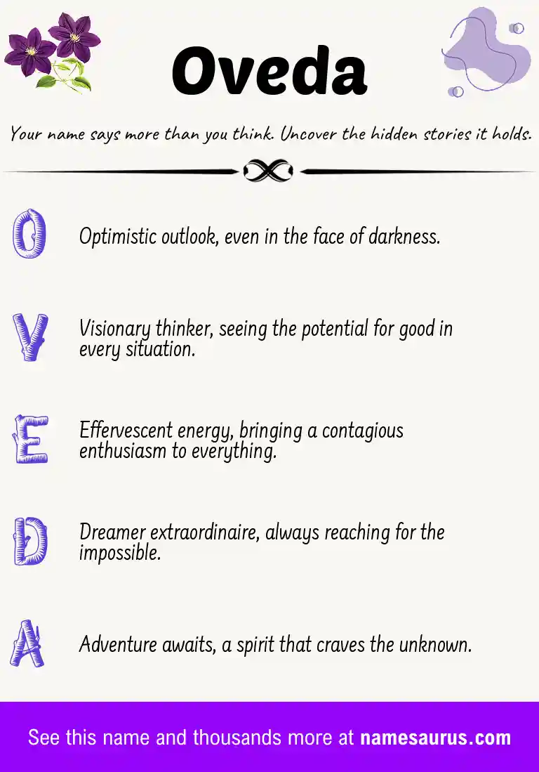Acrostic poem about Oveda.