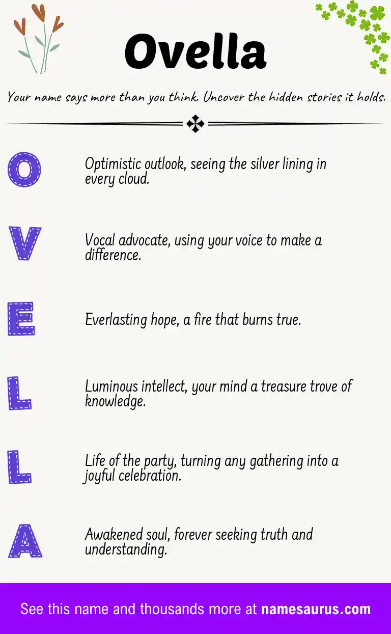 Acrostic poem about Ovella.