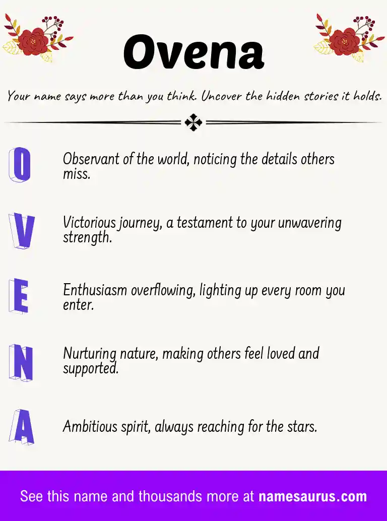 Acrostic poem about Ovena.