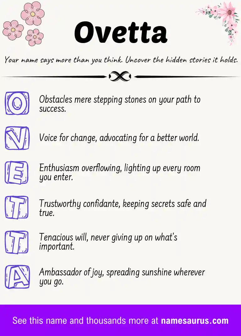 Acrostic poem about Ovetta.