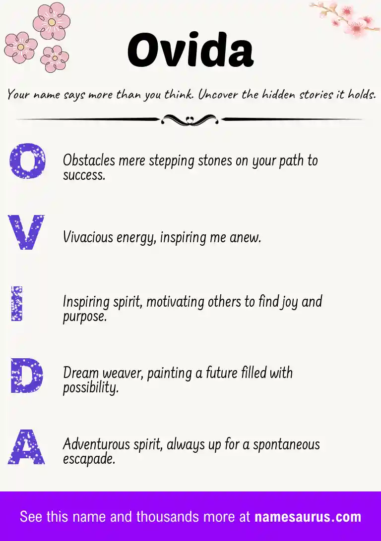 Acrostic poem about Ovida.