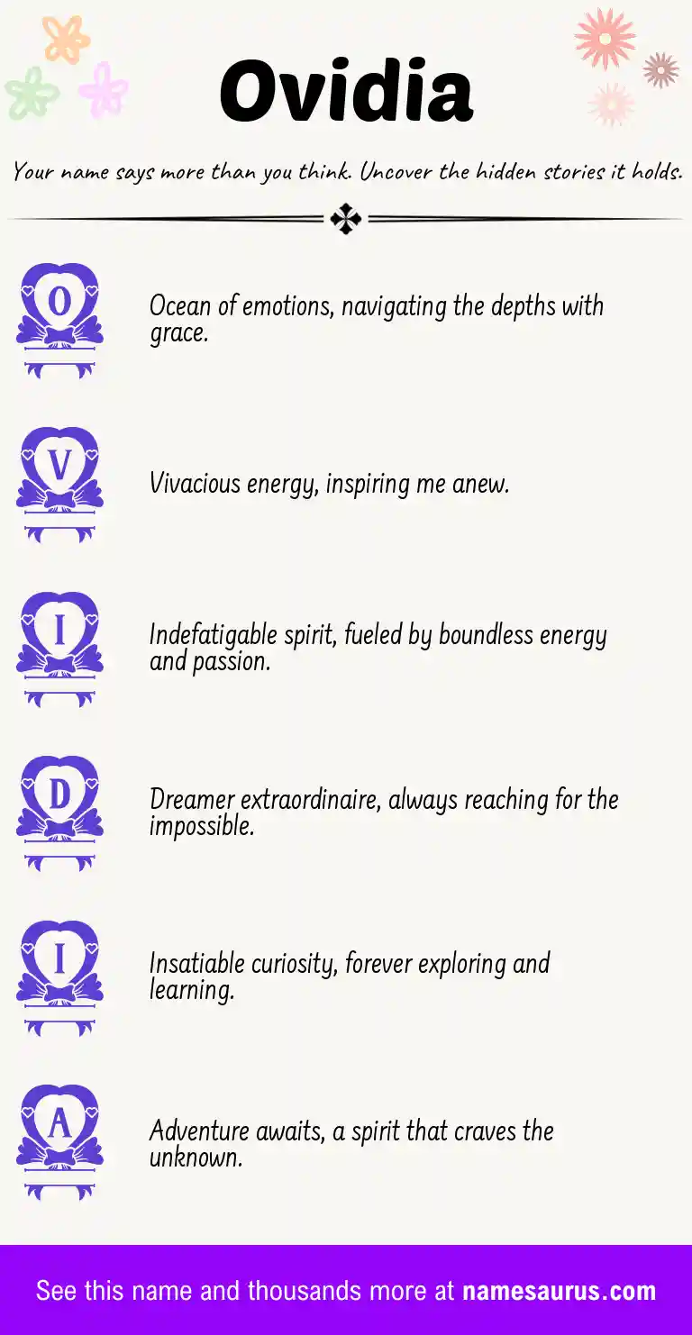 Acrostic poem about Ovidia.