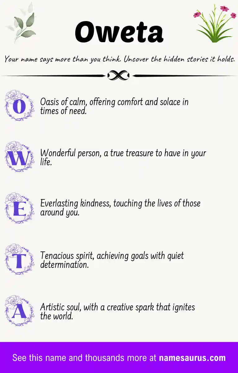 Acrostic poem about Oweta.