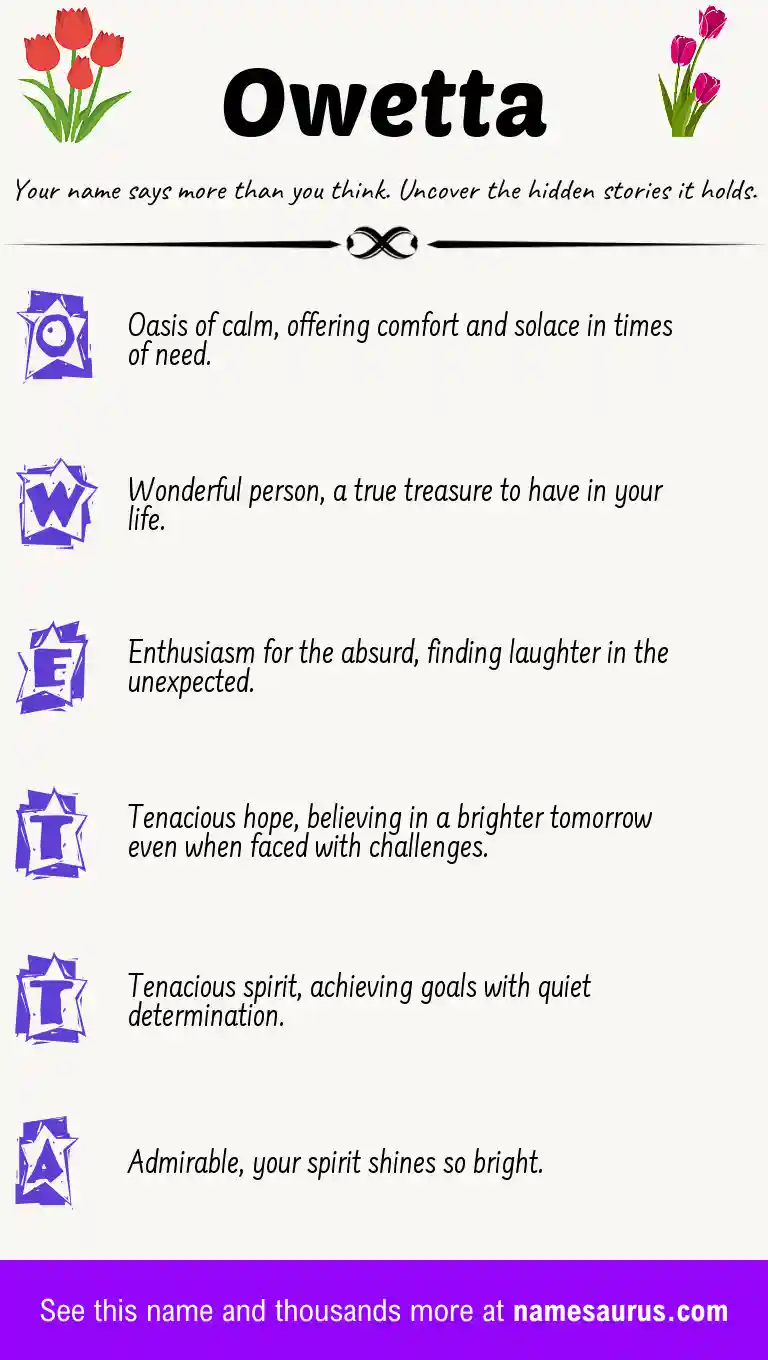 Acrostic poem about Owetta.