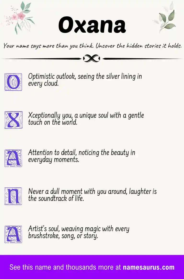 Acrostic poem about Oxana.