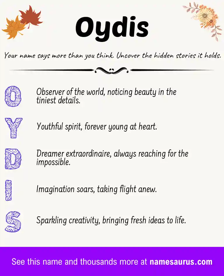 Acrostic poem about Oydis.