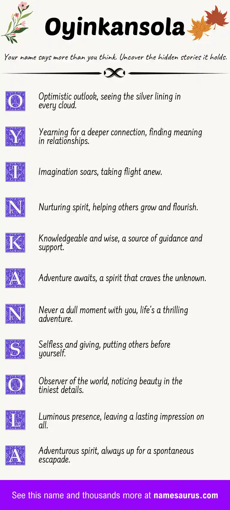 Acrostic poem about Oyinkansola.