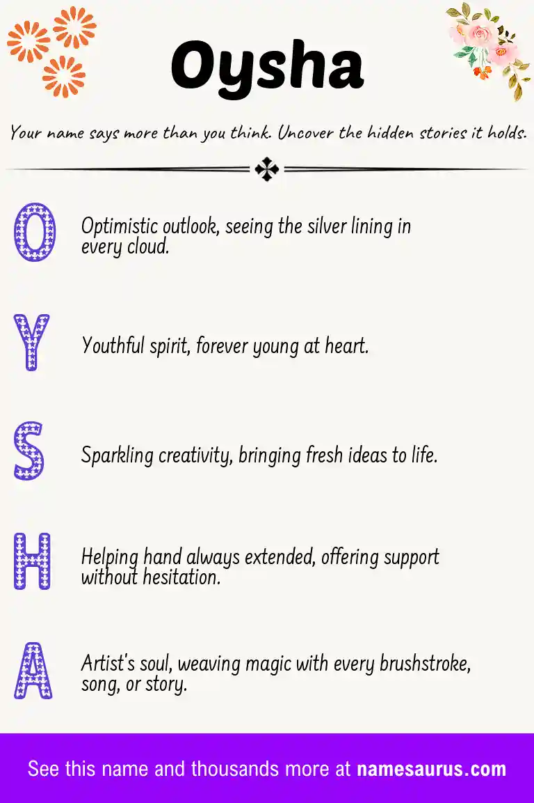 Acrostic poem about Oysha.