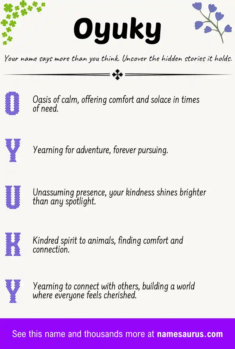 Acrostic poem about Oyuky.