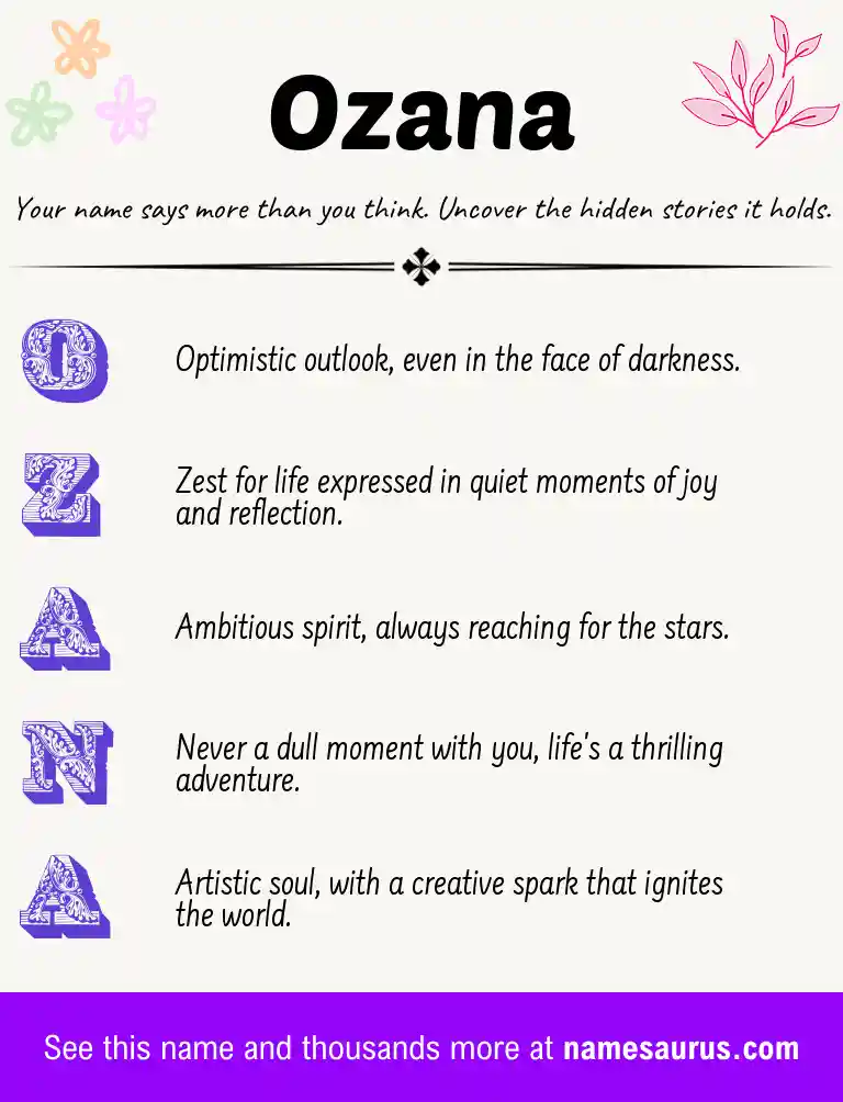 Acrostic poem about Ozana.