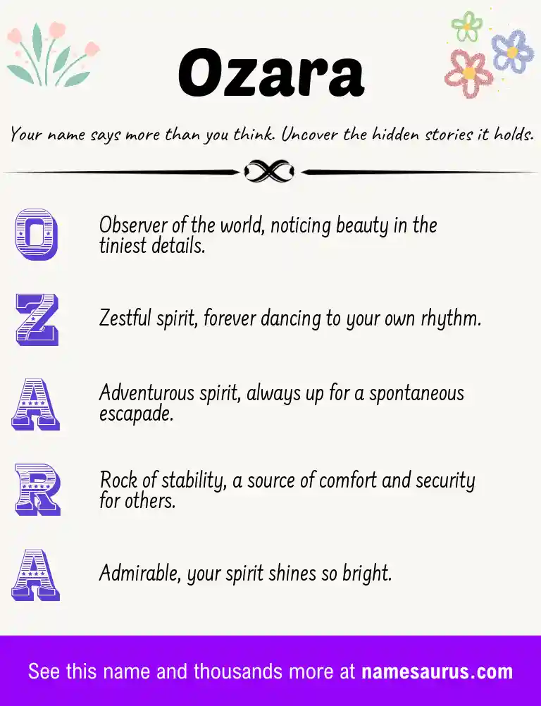 Acrostic poem about Ozara.