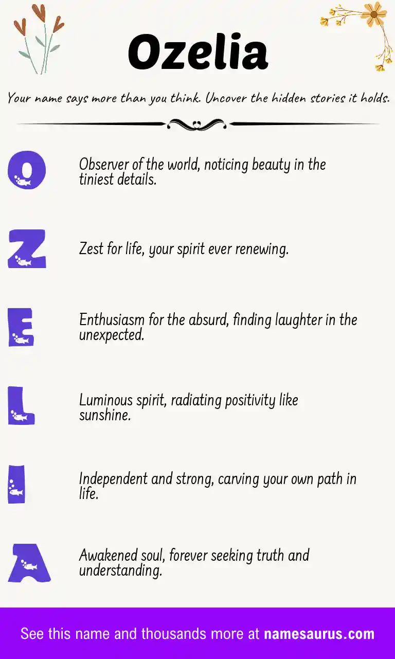 Acrostic poem about Ozelia.