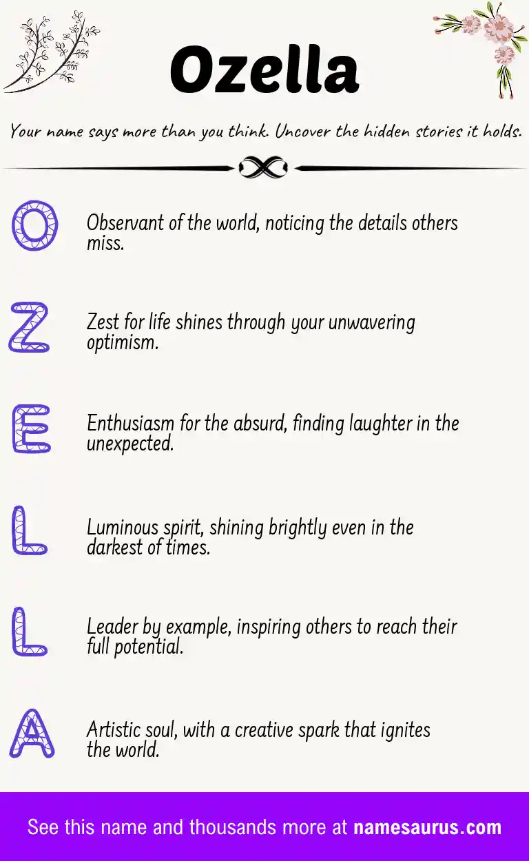 Acrostic poem about Ozella.