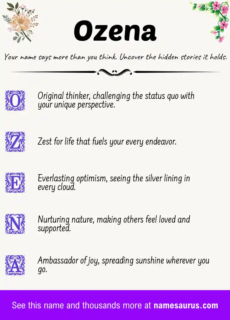 Acrostic poem about Ozena.