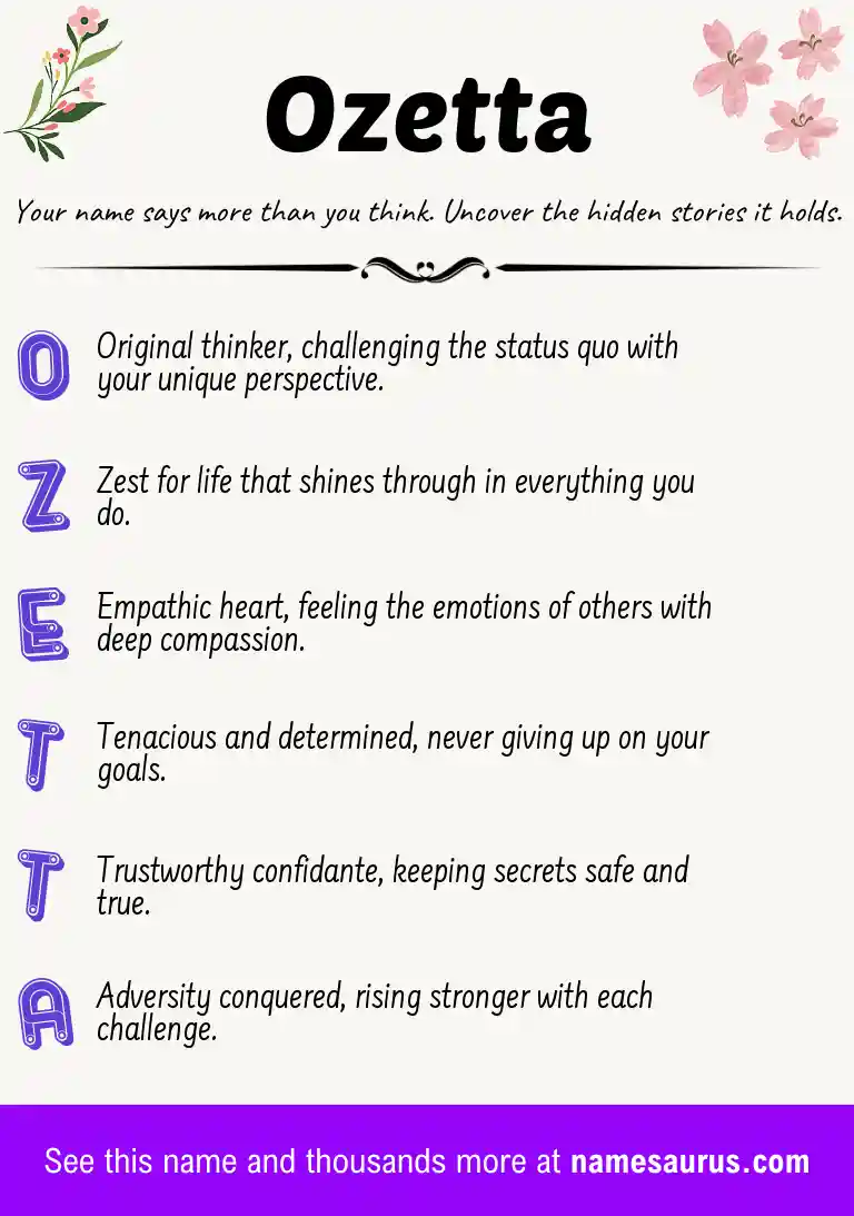 Acrostic poem about Ozetta.