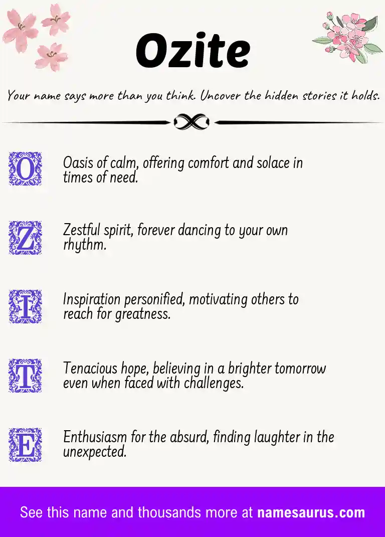 Acrostic poem about Ozite.