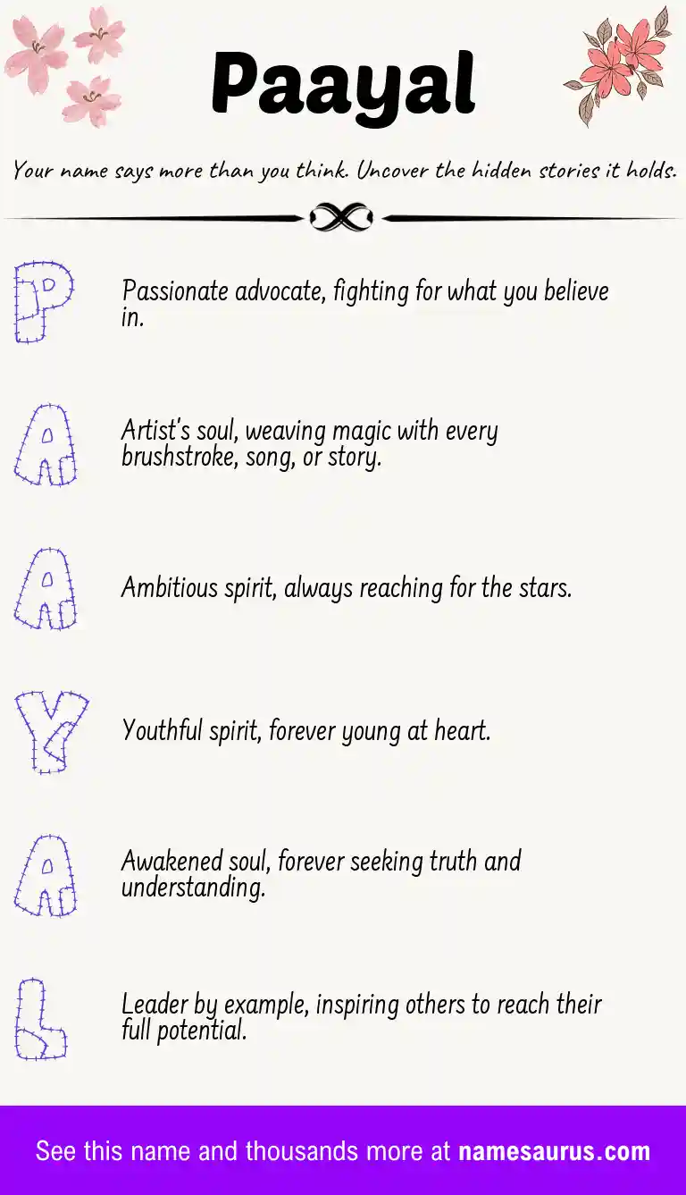 Acrostic poem about Paayal.