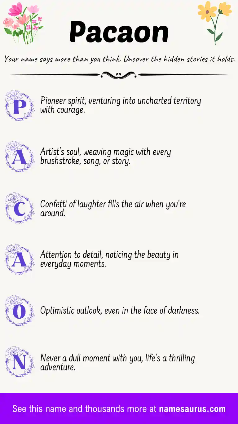 Acrostic poem about Pacaon.