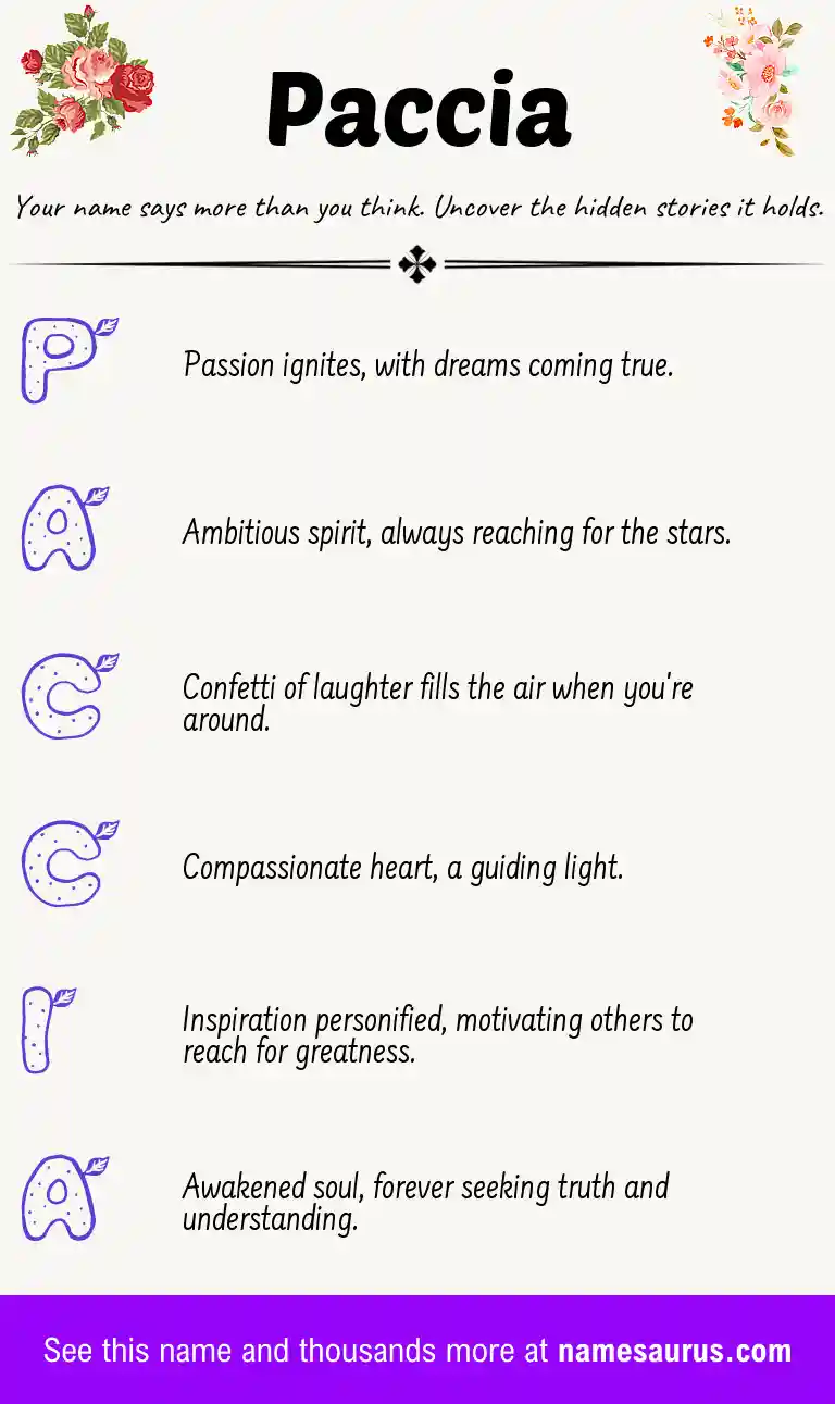Acrostic poem about Paccia.