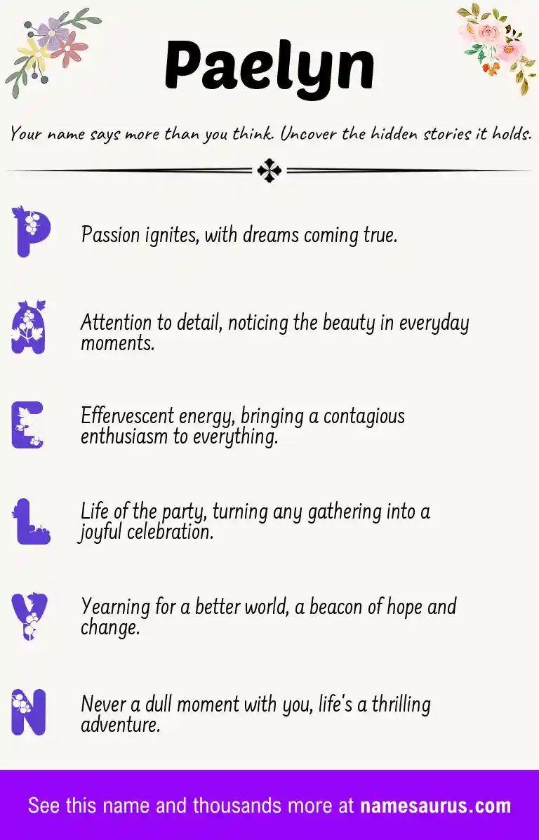 Acrostic poem about Paelyn.