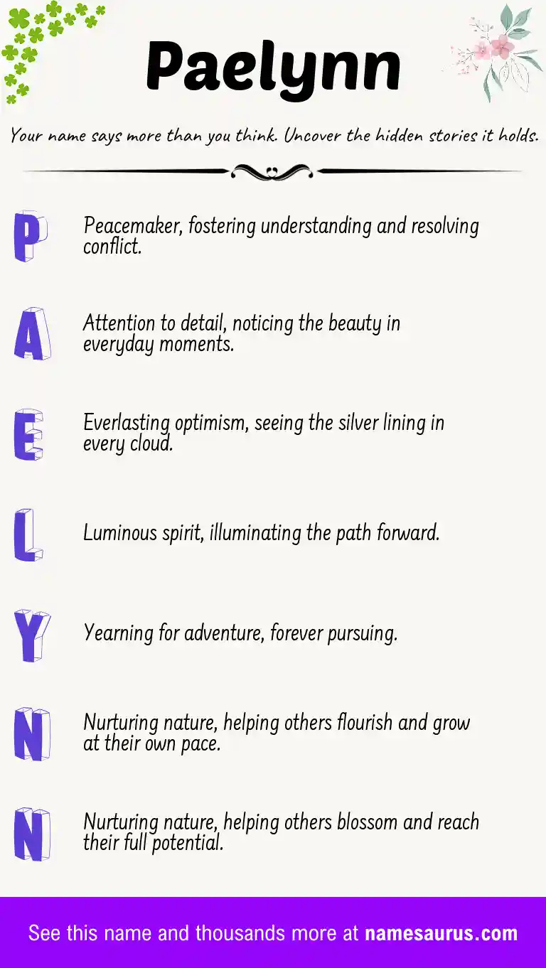 Acrostic poem about Paelynn.