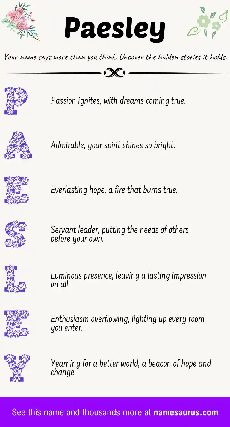 Acrostic poem about Paesley.